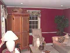 A red living room; Size=240 pixels wide